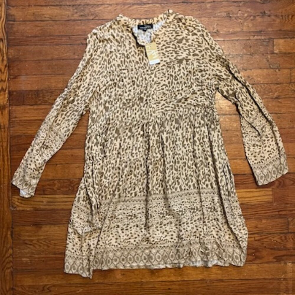 NWT Suzanne Betro Animal Print Midi Dress with Pockets Size 1X